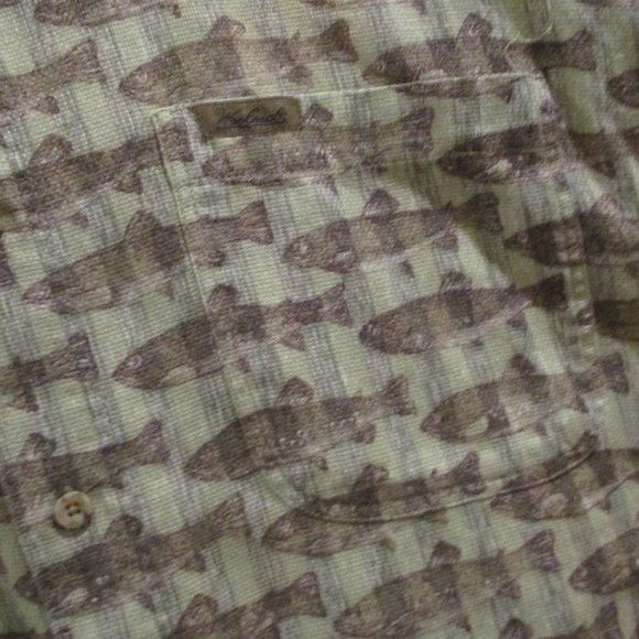 Woolrich Short Sleeve Fish Print Shirt sz XL 100% Cotton Short Sleeve Casual - Picture 5 of 9